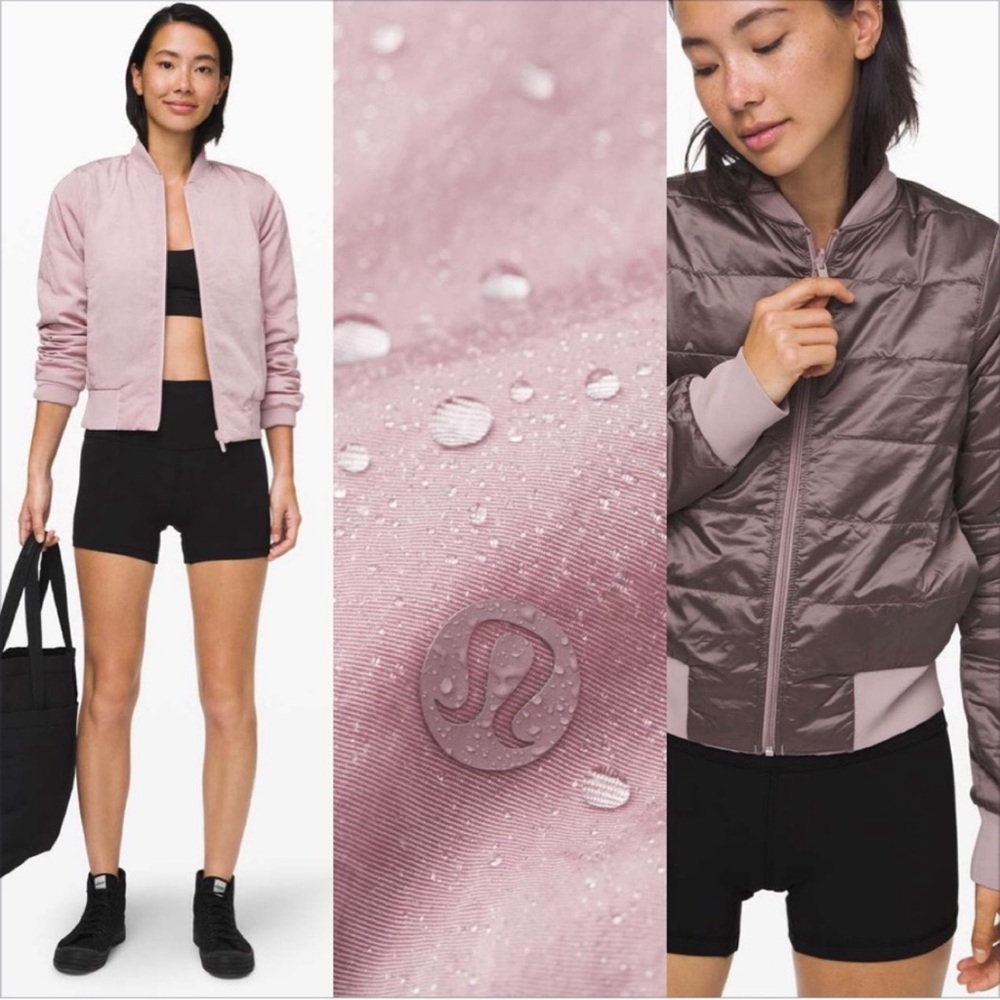 🔥LULULEMON 🔥 Non stop Revesbable Bomber sz 6 Dark Crome / Mauve PriceFirm!